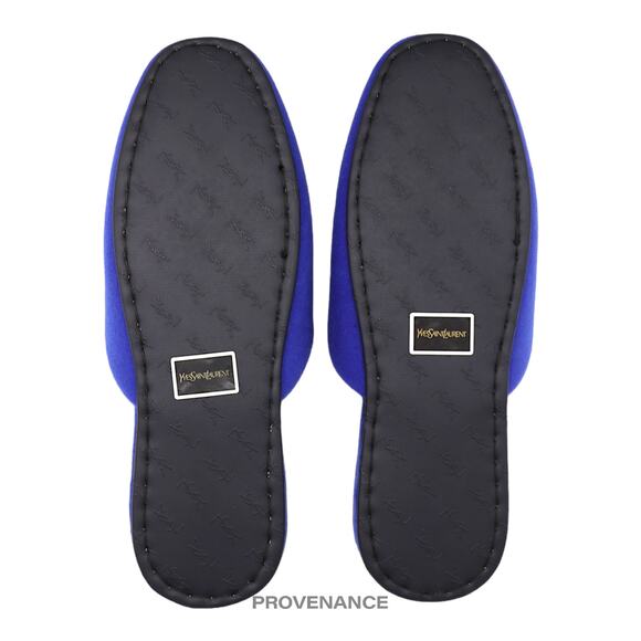 🔴 Yves Saint Laurent YSL Logo Slipper - Blue Velour - Picture 7 of 7